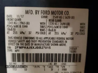 2018 Ford Edge SEL with VIN 2FMPK4J8XJBB27015, listed as a Copart auction lot 47359305 with 71,426 mi miles and Clean Title. Bid and sale history available at carsss.com. Image 14.