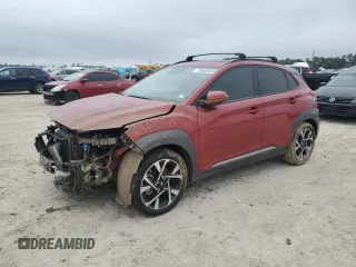2022 Hyundai Kona Limited with VIN KM8K53A33NU843271, listed as a Copart auction lot 85865654 with 22,466 mi miles and Salvage title. Bid and sale history available at DreamBid. Image 1.