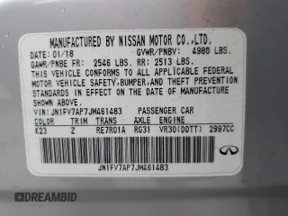 2018 Infiniti Q50 Red Sport 400 with VIN JN1FV7AP7JM461483, listed as a Copart auction lot 49177425 with 115,605 mi miles and Salvage title. Bid and sale history available at DreamBid. Image 12.