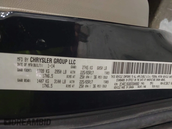 2014 Chrysler Town & Country Touring with VIN 2C4RC1BG8ER300882, listed as a IAAI auction lot 42068878 with 161,002 mi miles and . Bid and sale history available at DreamBid. Image 9.