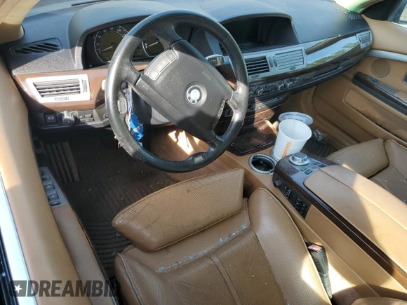 2008 BMW 7 Series 750Li with VIN WBAHN83588DT83469, listed as a Copart auction lot 53639225 with Not Provided miles and Salvage Title. Bid and sale history available at DreamBid. Image 8.