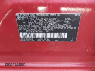 2012 Toyota RAV4 Limited with VIN 2T3DF4DV7CW179098, listed as a IAAI auction lot 42128133 with 176,856 mi miles and . Bid and sale history available at DreamBid. Image 9.