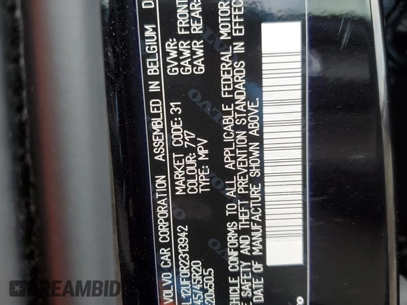 2024 Volvo XC40 с VIN YV4L12UF0R2313942, выставлен на аукционе Copart как лот 73662794 с пробегом Не указан миль и Списание • Salvage title. История ставок и продаж доступна на DreamBid. Изображение 13.