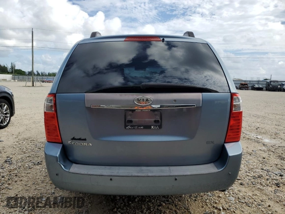 2007 Kia Sedona EX with VIN KNDMB233176172560, listed as a Copart auction lot 69004084 with 93,574 mi miles and Salvage Title. Bid and sale history available at carsss.com. Image 6.