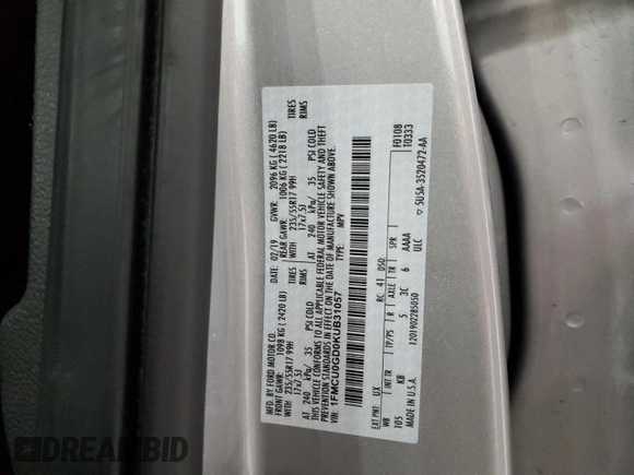 2019 Ford Escape SE with VIN 1FMCU0GD0KUB31057, listed as a Copart auction lot 50521255 with 109,507 mi miles and Clean Title. Bid and sale history available at carsss.com. Image 13.