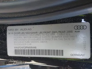2015 Audi S6 Prestige with VIN WAUF2AFC6FN005448, listed as a IAAI auction lot 41705259 with 34,479 mi miles. Bid and sale history available at carsss.com. Image 9.