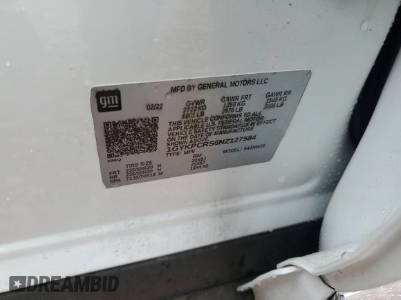 2022 Cadillac XT6 Premium Luxury with VIN 1GYKPCRS6NZ127584, listed as a Copart auction lot 48429085 with 24,994 mi miles and Salvage Title. Bid and sale history available at carsss.com. Image 13.