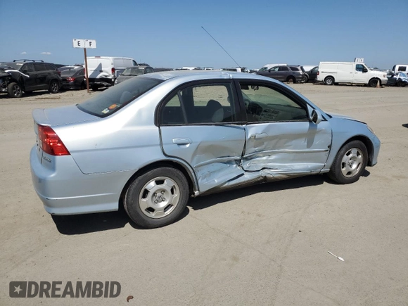 2005 Honda Civic with VIN JHMES966X5S003725, listed as a Copart auction lot 52462415 with 143,444 mi miles and Salvage Title. Bid and sale history available at DreamBid. Image 3.