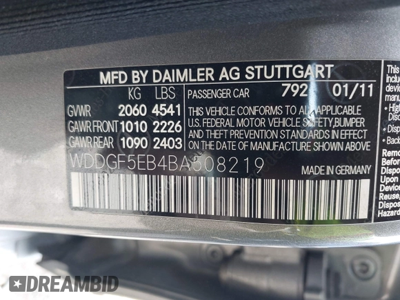 2011 Mercedes-Benz C-Class C 300 Sport with VIN WDDGF5EB4BA508219, listed as a IAAI auction lot 42090214 with 185,922 mi miles. Bid and sale history available at carsss.com. Image 9.