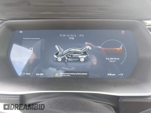 2016 Tesla Model S 70 with VIN 5YJSA1E14GF157118, listed as a IAAI auction lot 41794381 with 53,651 mi miles and . Bid and sale history available at DreamBid. Image 7.