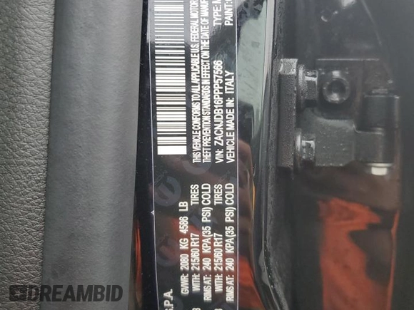 2023 Jeep Renegade Upland with VIN ZACNJDB16PPP57566, listed as a Copart auction lot 47994015 with 16,509 mi miles and Salvage title. Bid and sale history available at DreamBid. Image 12.