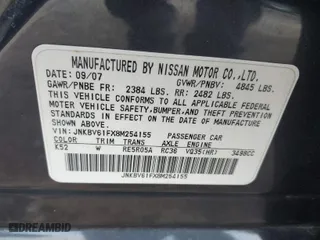 2008 Infiniti G35 Sedan x with VIN JNKBV61FX8M254155, listed as a IAAI auction lot 41337680 with 136,837 mi miles. Bid and sale history available at carsss.com. Image 9.