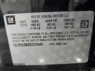 2013 Chevrolet Cruze 1LT with VIN 1G1PC5SBXD7216445, listed as a Copart auction lot 55206535 with 124,147 mi miles and Salvage Title. Bid and sale history available at DreamBid. Image 12.