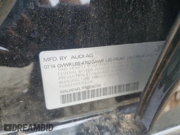 2015 Audi A4 Premium с VIN WAUAFAFL7FN008034, выставлен на аукционе Copart как лот 55644855 с пробегом 115 932 миль миль и Чистый • Clean title. История ставок и продаж доступна на DreamBid. Изображение 12.
