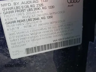2021 Audi Q3 S line Premium Plus with VIN WA1EECF34M1061677, listed as a Copart auction lot 47665243 with 21,258 mi miles. Bid and sale history available at carsss.com. Image 13.