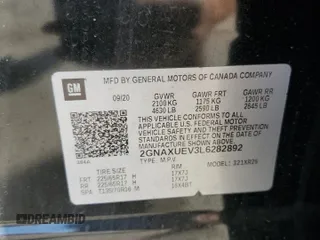 2020 Chevrolet Equinox LT z VIN 2GNAXUEV3L6282892, wystawiony jako Copart lot #48515745 z przebiegiem 86 299 mil mil oraz Szkoda całkowita • Salvage title. Historia ofert i sprzedaży dostępna na DreamBid. Obrazek 13.
