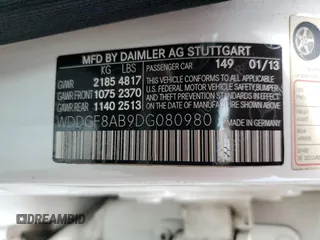 2013 Mercedes-Benz C 300 Sport with VIN WDDGF8AB9DG080980, listed as a Copart auction lot 59307245 with 195,178 mi miles and Salvage title. Bid and sale history available at DreamBid. Image 12.