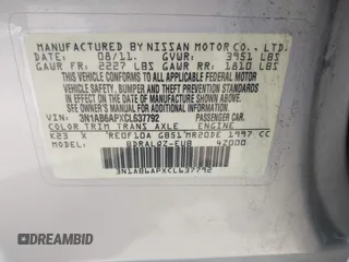2012 Nissan Sentra SR with VIN 3N1AB6APXCL637792, listed as a IAAI auction lot 42214068 with 200,623 mi miles and . Bid and sale history available at DreamBid. Image 9.