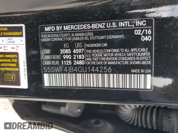2016 Mercedes-Benz C 300 z VIN 55SWF4JB4GU144256, wystawiony jako Copart lot #59733745 z przebiegiem 117 207 mil mil oraz Szkoda całkowita • Salvage title. Historia ofert i sprzedaży dostępna na DreamBid. Obrazek 12.