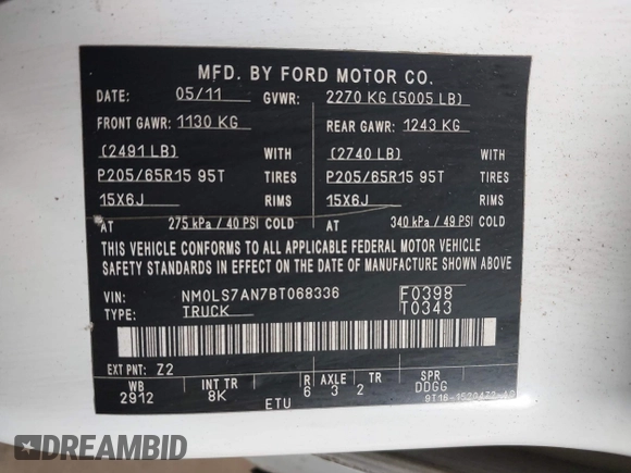 2011 Ford Transit Connect XL с VIN NM0LS7AN7BT068336, выставлен на аукционе IAAI как лот 42117004 с пробегом 237 586 миль миль и . История ставок и продаж доступна на DreamBid. Изображение 9.