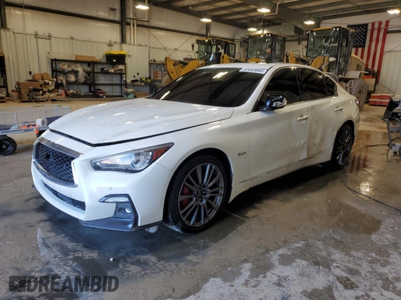 2020 Infiniti Q50 Red Sport 400 with VIN JN1FV7AR4LM660818, listed as a Copart auction lot 53463684 with 78,690 mi miles and Salvage Title. Bid and sale history available at carsss.com. Image 1.