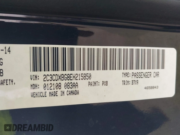 2014 Dodge Charger SE with VIN 2C3CDXBG8EH215850, listed as a IAAI auction lot 42077242 with 179,360 mi miles and . Bid and sale history available at carsss.com. Image 9.