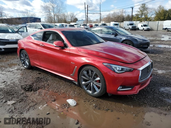 2018 Infiniti Q60 Red Sport 400 with VIN JN1FV7EL5JM630018, listed as a Copart auction lot 45684015 with 39,057 mi miles and Salvage Title. Bid and sale history available at DreamBid. Image 4.