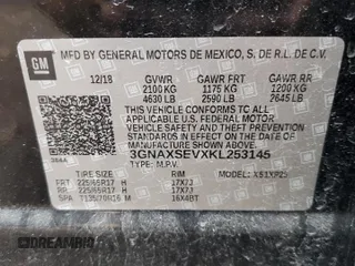 2019 Chevrolet Equinox LS with VIN 3GNAXSEVXKL253145, listed as a Copart auction lot 50736655 with 46,456 mi miles and Salvage Title. Bid and sale history available at DreamBid. Image 12.