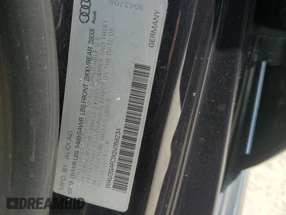 2016 Audi A7 Prestige with VIN WAU2GAFC9GN056234, listed as a Copart auction lot 54274015 with Not provided miles and Non repairable. Bid and sale history available at DreamBid. Image 13.