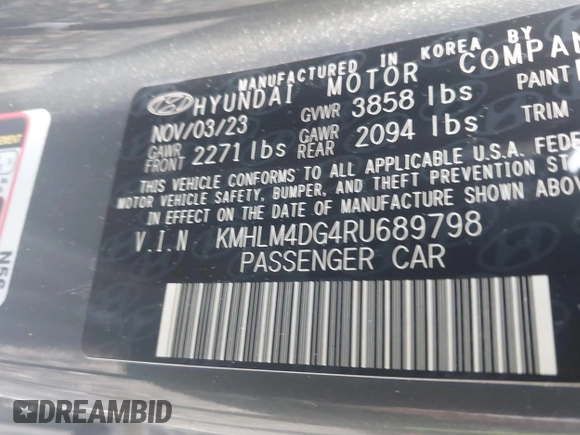 2024 Hyundai Elantra SEL с VIN KMHLM4DG4RU689798, выставлен на аукционе IAAI как лот 42680160 с пробегом 14 903 миль миль и . История ставок и продаж доступна на DreamBid. Изображение 9.