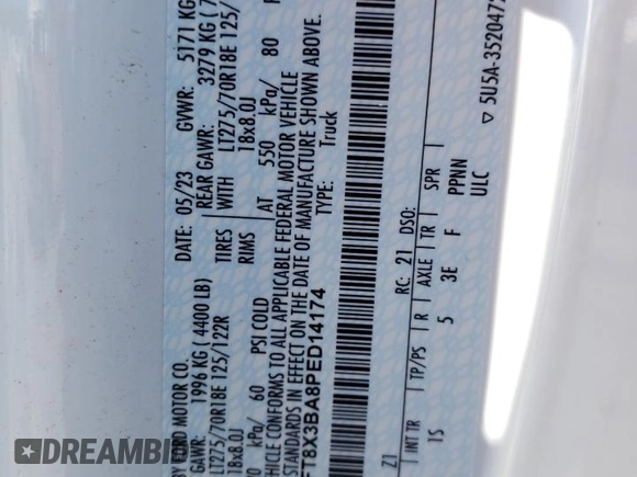 2023 Ford F-350 с VIN 1FT8X3BA8PED14174, выставлен на аукционе Copart как лот 49253055 с пробегом 18 153 миль миль и Списание • Salvage title. История ставок и продаж доступна на DreamBid. Изображение 12.