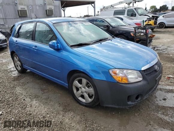 2007 Kia Spectra with VIN KNAFE162875009064, listed as a Copart auction lot 44762265 with 186,857 mi miles and Clean Title. Bid and sale history available at carsss.com. Image 4.