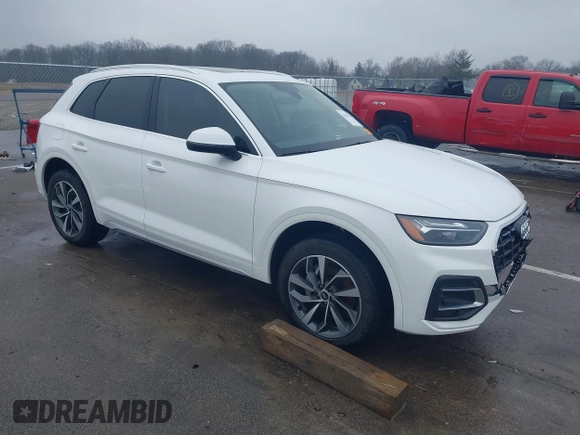 2021 Audi Q5 Premium Plus z VIN WA1BAAFY8M2077292, wystawiony jako IAAI lot #41663216 z przebiegiem 35 378 mil mil oraz . Historia ofert i sprzedaży dostępna na DreamBid. Obrazek 1.