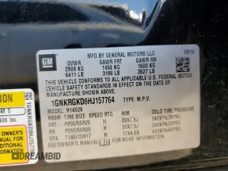 2017 Chevrolet Traverse LT with VIN 1GNKRGKD8HJ157764, listed as a Copart auction lot 54202445 with Not Provided miles and Salvage Title. Bid and sale history available at DreamBid. Image 13.