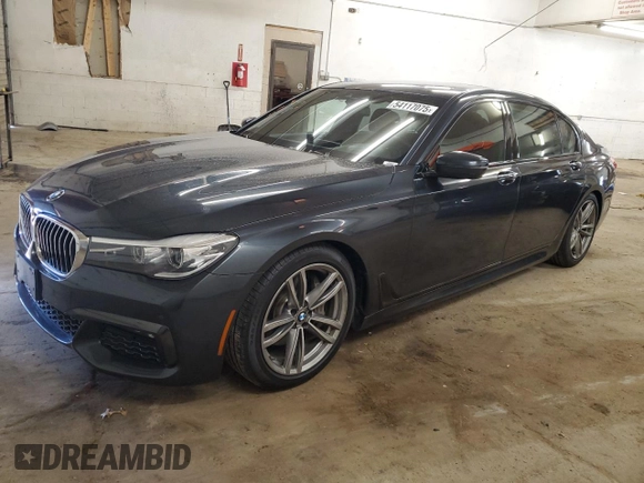 2019 BMW 7 Series 740i xDrive with VIN WBA7E4C51KGV70174, listed as a Copart auction lot 54117075 with 48,743 mi miles and Salvage Title. Bid and sale history available at carsss.com. Image 1.