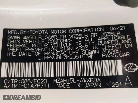 2021 Lexus UX 250h z VIN JTHP9JBH7M2051534, wystawiony jako IAAI lot #41624505 z przebiegiem 29 569 mil mil oraz . Historia ofert i sprzedaży dostępna na DreamBid. Obrazek 9.