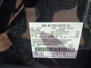 2022 Ford Explorer XLT z VIN 1FMSK8DH0NGA96191, wystawiony jako IAAI lot #41983762 z przebiegiem 47 637 mil mil oraz . Historia ofert i sprzedaży dostępna na DreamBid. Obrazek 9.
