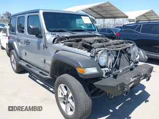 2019 Jeep Wrangler Unlimited Sport S with VIN 1C4HJXDG6KW646305, listed as a IAAI auction lot 42707052 with 45,486 mi miles and . Bid and sale history available at DreamBid. Image 1.