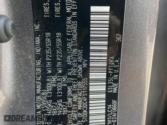 2015 Toyota Sienna Limited с VIN 5TDDK3DC4FS117555, выставлен на аукционе Copart как лот 65460185 с пробегом 141 188 миль миль и Чистый • Clean title. История ставок и продаж доступна на DreamBid. Изображение 10.