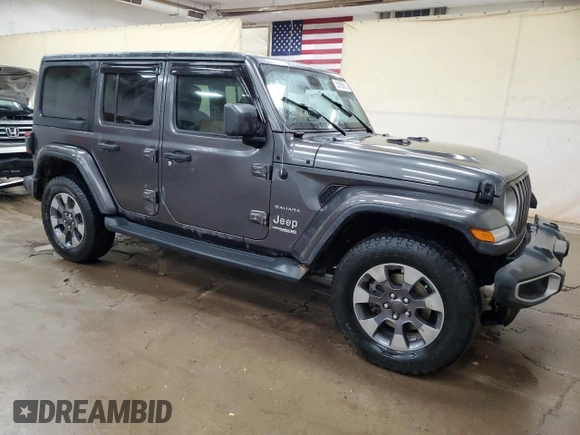 2019 Jeep Wrangler Unlimited Sahara with VIN 1C4HJXEG1KW541377, listed as a Copart auction lot 53295615 with 91,255 mi miles and Clean title. Bid and sale history available at DreamBid. Image 4.