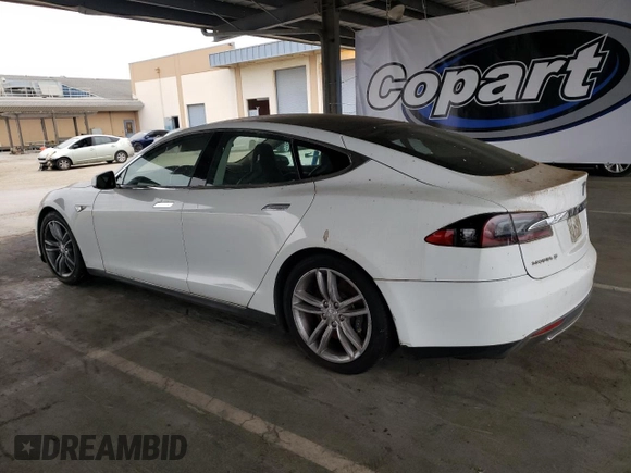 2013 Tesla Model S with VIN 5YJSA1CN1DFP14049, listed as a Copart auction lot 54541415 with 124,270 mi miles and Salvage Title. Bid and sale history available at carsss.com. Image 2.