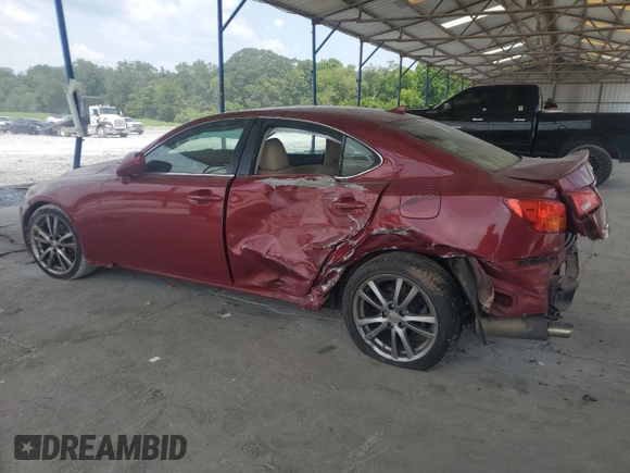 2008 Lexus IS 250 with VIN JTHBK262085078248, listed as a Copart auction lot 62390125 with 132,231 mi miles and Salvage title. Bid and sale history available at DreamBid. Image 2.