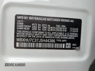 2018 BMW X1 sDrive28i with VIN WBXHU7C37J5H44386, listed as a Copart auction lot 42167135 with 96,668 mi miles and Salvage Title. Bid and sale history available at DreamBid. Image 13.