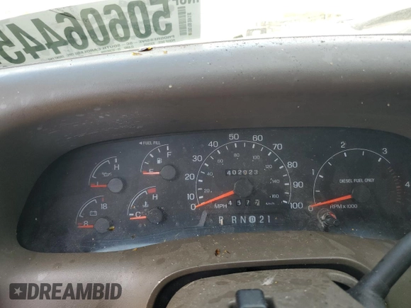 2000 Ford F-350 XL with VIN 1FTSW31FXYED30772, listed as a Copart auction lot 50606445 with 402,923 mi miles and Salvage title. Bid and sale history available at DreamBid. Image 9.