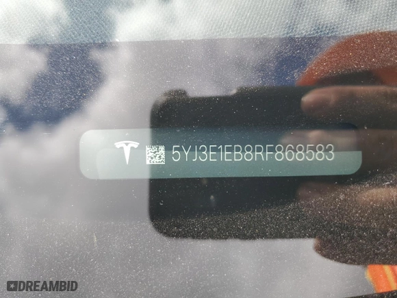 2024 Tesla Model 3 Long Range with VIN 5YJ3E1EB8RF868583, listed as a Copart auction lot 44813275 with 6,805 mi miles and Salvage Title. Bid and sale history available at carsss.com. Image 14.