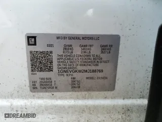 2021 Chevrolet Traverse LT Cloth with VIN 1GNEVGKW2MJ188769, listed as a Copart auction lot 47722285 with 48,169 mi miles and Salvage Title. Bid and sale history available at carsss.com. Image 13.