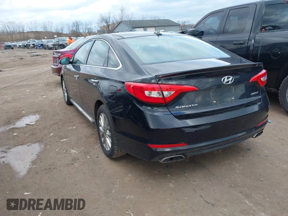 2015 Hyundai Sonata Limited with VIN 5NPE34AF0FH043630, listed as a IAAI auction lot 41825927 with 129,367 mi miles and . Bid and sale history available at carsss.com. Image 3.