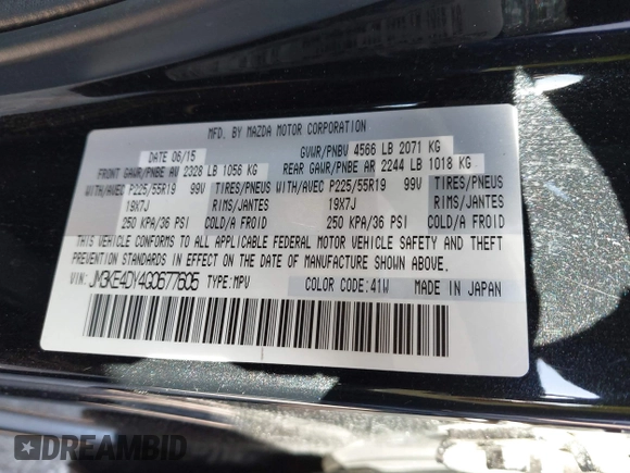 2016 Mazda CX-5 Grand Touring with VIN JM3KE4DY4G0677605, listed as a IAAI auction lot 41642893 with Not Provided miles and . Bid and sale history available at carsss.com. Image 9.