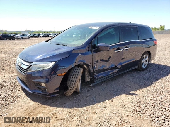 2019 Honda Odyssey EX with VIN 5FNRL6H58KB088138, listed as a Copart auction lot 59811345 with 75,559 mi miles and Salvage title. Bid and sale history available at DreamBid. Image 1.