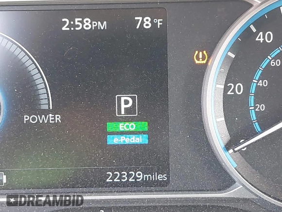 2023 Nissan LEAF S with VIN 1N4AZ1BV5PC554920, listed as a IAAI auction lot 41840547 with 22,329 mi miles and . Bid and sale history available at DreamBid. Image 16.